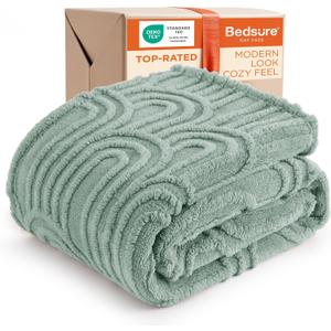 Bedsure GentleSoft Twin Blanket for Bed - Cozy Soft Blankets for Women, Cute Small Fleece Throws for Girls, Graduation Decorations Gift for Her Him School Dorm, Sage Green, 60x80 Inches