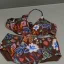 ZAFUL Bikini Sets for Women V Neck Sexy Printed Two Piece Swimsuit High Waisted Floral Thong Bathing Suit (Medium, Coffee)