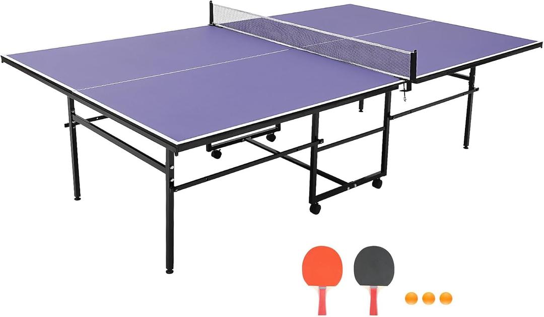 Professional Outdoor Table Tennis Tables,Foldable &Portable Ping Pong Table Set for Indoor & Outdoor Games with Net for Adults/Teens,2 Table Tennis Paddles and 3 Balls