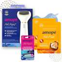 Amop Pedicure Value Kit, Spa Pampering Pack, Self-Care & Relaxation Gift, contains Pedi Perfect Electric Callus Remover Foot File, 2 Macadamia Oil PediMask Foot Masks, 2 Roller Heads 4 pieces