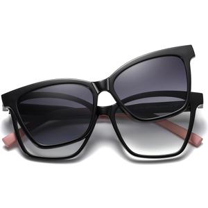 TR90 Magnetic Clip on Sunglasses Polarized Sun Glasses Clips Multifunctional Driving Eyeglasses (Black)
