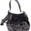 Elegant Embossed Leather Purse Carrier Black for Small Dogs Cats Teddy Poodle Pomeranian 15.3" L x 7.8" W x 8.26" H PBB02