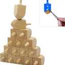 The Dreidel Company Hanukkah 10-Pack Wooden Dreidel, Design Your Own 3" Inch Chanukah Dreidel, Unfinished and Natural