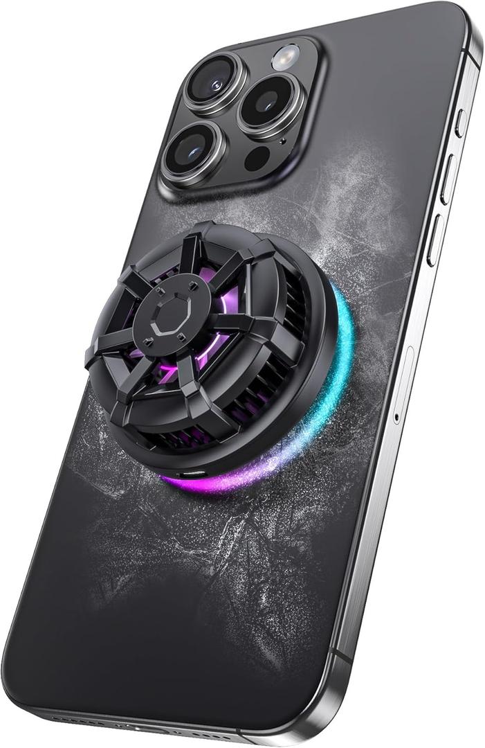 Wireless Cooling Charger for MagSafe, Preocean 15W Fast Wireless Charging Pad with Built-in Fan, Phone Cooler for Gaming, Magnetic Compatible with iPhone 17/16/15/14/13/12 Series.