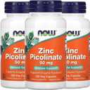 NOW Foods Now Foods Zinc Picolinate, 50 mg, 120 Veg Capsules, 3 Pack (EXP 06/07/31)