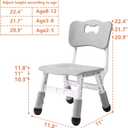 WHY TOYS 4 Piece Kids Chair Set 3 Levels Adjustable Stackable Kids Chairs Ideal for Playrooms, Schools, Daycares and Homes Washable and Easy to Clean Max Weight 220LB(Grey 4Piece Set)