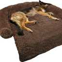 GGIB Calming Dog Bed Fluffy Plush Dog Mat for Furniture Protector with Removable Washable Cover for Large Medium Small Dogs and Cats (Large, Coffee) (45.0"L x 37.0"W x 6.0"Th)