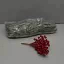 60 Pcs Christmas Snow Norfolk Pine Branches with Red Berry Stems, Snowy Artificial Xmas Branches Pine Tree Needle, Berries White Frosted Fake Greenery Norfolk Pines Stems Sprigs for Garland Home Decor