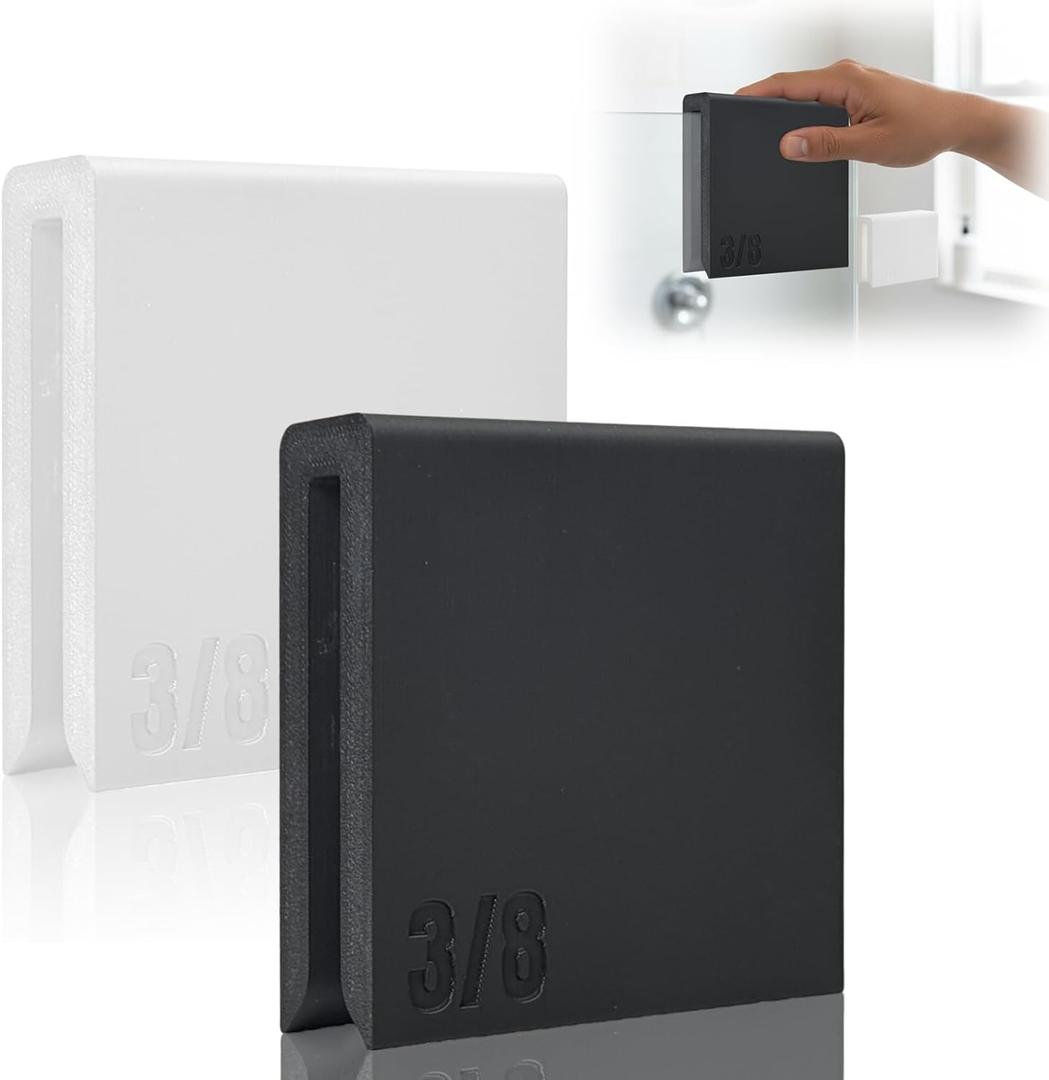 Frameless Glass Shower Door Latch - No Drill Sliding Stop for Privacy, Effective Pet Barrier for Bathroom, Removable & Damage-Free Accessory for Rental Homes & Shared Spaces (Black, 3/8 in)