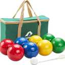 ApudArmis 90mm Bocce Balls Set, Lighter Outdoor Bocce Game for Backyard/Lawn/Beach - Set of 8 Soft PE Balls & 1 Pallino & Nylon Carrying Case & Measuring Tape for Teens Beginners (90mm Universal Size)