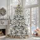 YITAHOME Prelit Snow Flocked Christmas Tree 7.5 FT with Remote, Artificial Hinged Canaan Fir Christmas Tree with 1687 PE & PVC Mixed Tips, 330 Color-Changeable Lights for Home Office Holiday Decor