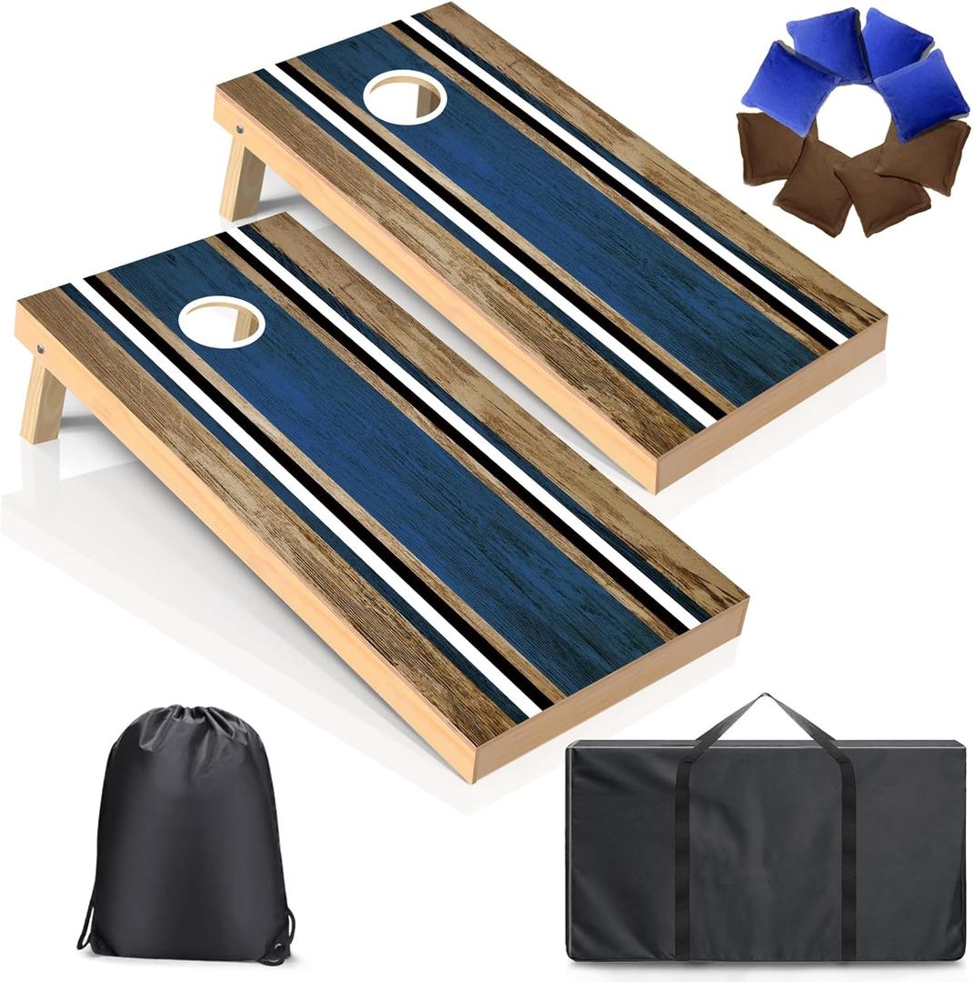Cornhole Boards Set - Regulation Size 4x2/3x2ft Solid Wood Corn Hole Game Set with 8 Bean Bags and 2 Cornhole Boards - Perfect for Outdoor Game
