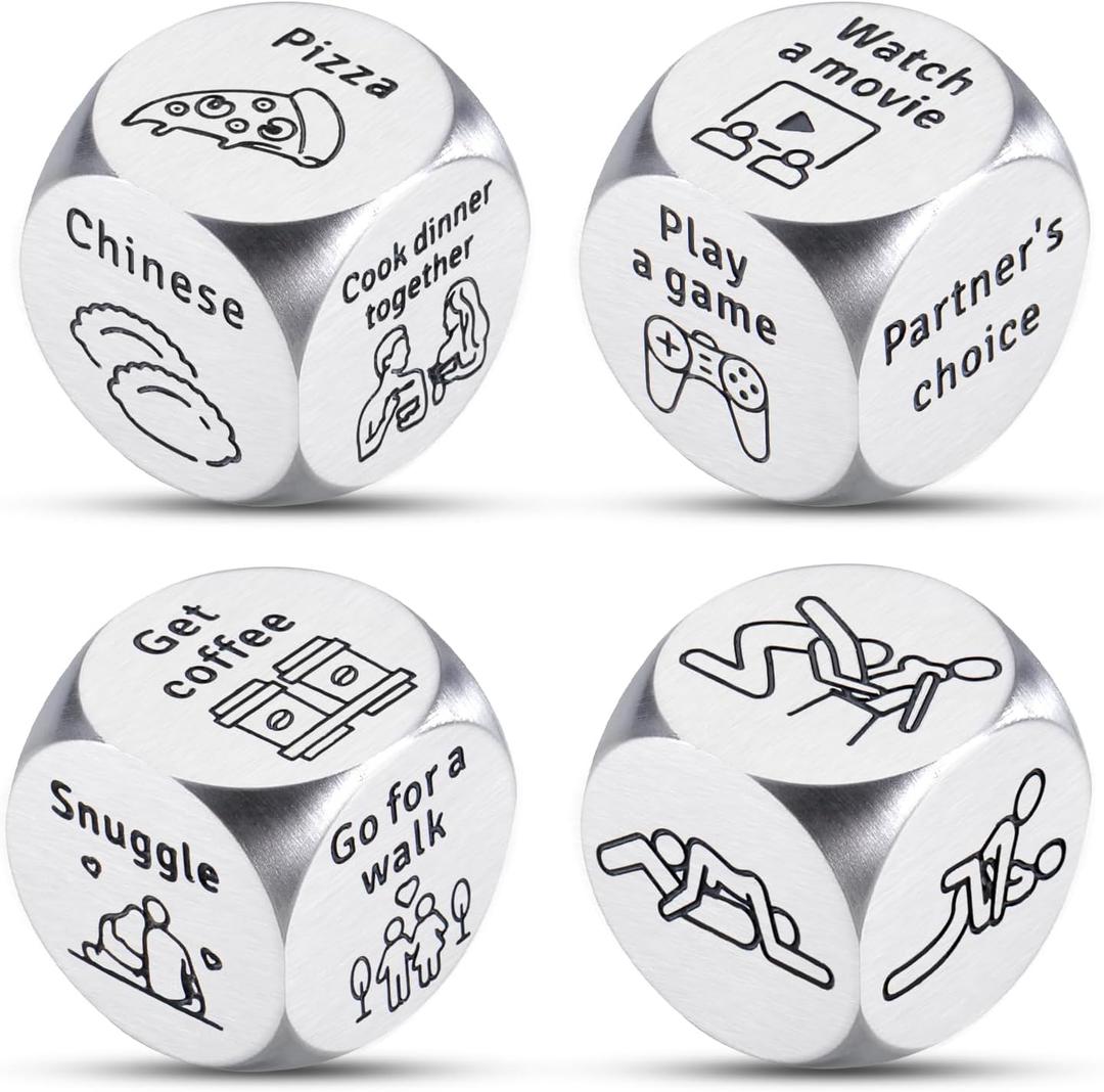 2 x 4PCS Sex Toy Sex Dice Game for Couple 10th Anniversary Steel Gift for Women Men Fathers Day Presents for Him Men Valentines Gifts for Boyfriend Girlfriend Husband Birthday Gifts from Wife Christmas