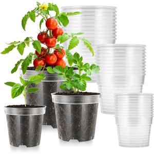 VIVOSUN 36 Packs 4/5/6 Inch Clear Nursery Pots with Drainage Holes, Reinforced Plastic Seedling Pots for Plants, Flowers, Cuttings, and Succulents, 40 pcs Plant Labels