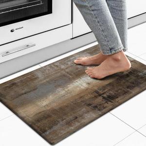 MAYHMYO Kitchen Rug Anti Fatigue Kitchen Mat Cushioned Taupe Abstract Art Kitchen Rugs Non Skid Waterproof Kitchen Rugs and Mats for Floor Laundry Standing Desk Sink (29"L x 17.3"W x 0.4"Th)