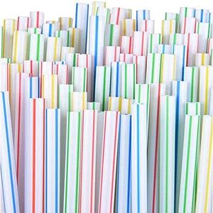 3 x Black Duck Brand [200 Pack] Flexible Disposable Plastic Drinking Straws - 8" Long - Assorted Striped Colors (200)