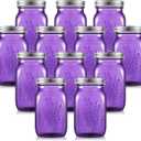 Tessco for you 12 Pcs Purple Bulk Mason Jars 16oz with Lids  Glass Pint Canning Containers Regular Mouth for Food Storage, Wedding, DIY Crafts, Table Centerpieces