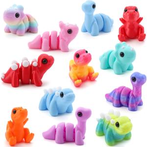 JOYIN 12 Pcs 3D Printed Dinosaur Animals Set, Mini Animals 3D Printed Toys - Cute Articulated Flexible Figurines Fidget Toys for Easter Party Favors Birthday Gifts Desk Pets Office Home Decor