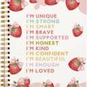 Rusenbao Coquette Pink Bow Strawberry Notebook Journal, Cute Notebook for School Teen Girls, Inspirational Strawberry Gifts for Women, Preppy School Supplies, Spiral Notebook 5.5 x 8.3