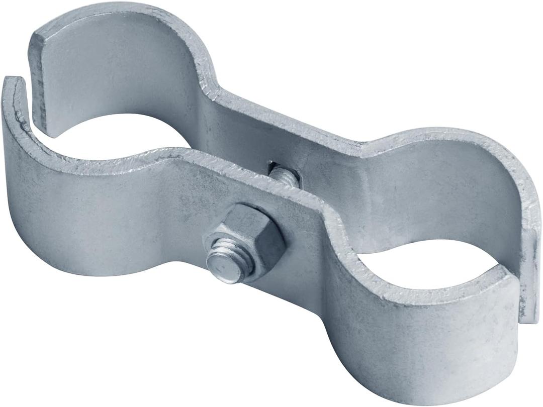 eoere 2 Sets Heavy Duty Galvanized Chain Link Fence Panel Clamps, Saddle Kennel Clamps for 2-3/ 8" Pipe Panel Frames, Livestock Stall, 19/ 64" Thick