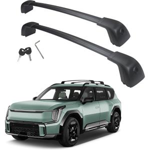 Autekcomma Roof Rack Cross Bars Replacement for KIA EV9 2024 2025 2026 GT-Line (Not for Wind & Land) Limited Aircraft Aluminum Black Matte with Anti-Theft Locks Max Loading Up to 260 LBS