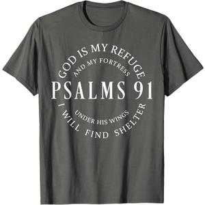 Psalms 91 Christian Blessed, Christ Jesus T-Shirt, Small, Asphalt Grey