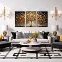 Gold Wall Art for Living Room Tree of Life Canvas Wall Art Bedroom Large Office Wall Decor 16 x 24 Inch x 3 Pieces
