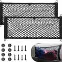 RED WOLF 2 Pcs Universal Elastic Mesh Netting Car Pouch for Trunk RV Boats Home Cargo Storage with Screws and Hooks (23.6'' x 9.8'')