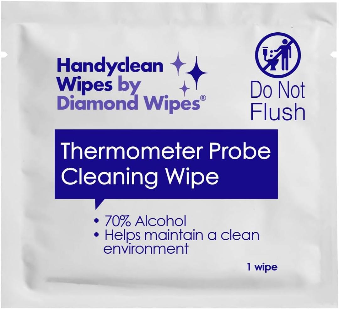 HandyClean Thermometer Cleaning Wipes, 70% Isopropyl Alcohol, Wipes for Probe Thermometer, 1000 ct of 2 x 1 inches Individually Wrapped Wipes