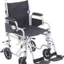 Drive Medical Poly-Fly Lightweight Transport Wheelchair Combo, Silver