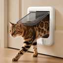 LIBBEPET Cat Door Interior Door, Push & Turn 4-Way Lock Indoor Cat Doors, Reinforced ABS Frame Pet Doors for Cats Up to 18 lbs, Easy DIY Installation for Interior and Exterior Doors, Lagre, L - Inner Size: 7.1"W x 7.7"H