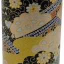 Japanese Tea Canister Tin Golden KARAKUSA/Double Lid/Japanese Washi Paper Pasted /200g Tea Capacity/Loose Leaf Tea Storage/Storage Container with Lid