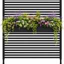 Outdoor Privacy Screen,4ft W x 6ft H Metal Black | Plastic-Coated Metal Construction Steel Slatted Panel for Deck, Balcony, Patio, Backyard and Yard Outdoor Decoration