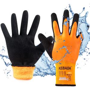 Kebada T1 Waterproof Winter Work Gloves for Men and Women,Insulated Work Gloves for Men Cold Weather,Warm Freezer Gloves XXL (Orange)