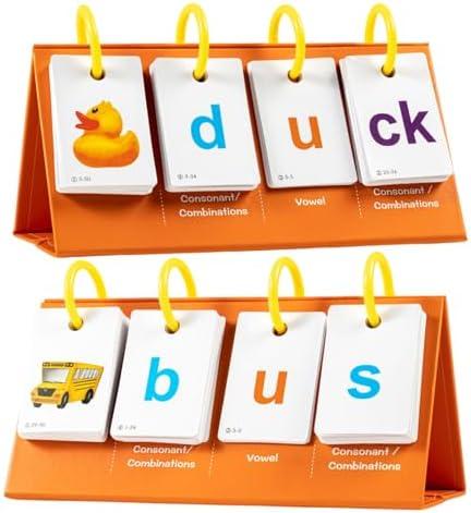 Alened Phonics Flash Cards Learn to Read CVC Word Builder Games, Sight Words Games for Kindergarten Classroom Supplies, Preschool Phonics Learning Activity, Special Education Speech Therapy Toys 2 pac