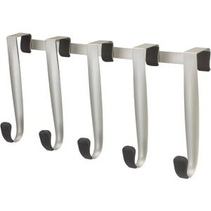 Umbra Schnook Steel Over-The-Door Multi-Hook - 5 Metal Hooks Measure 18" x 8" - Perfect for Hanging Robes, Towels, Shower & Bath Accessories - Keep Your Bathroom Organized and Neat
