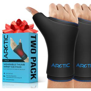 Two Pack | Wearable Thumb & Wrist Ice Pack  Reusable Hot Cold Compression for Hand, Finger, Carpal Tunnel, Arthritis, and Tendonitis Relief (S/M)