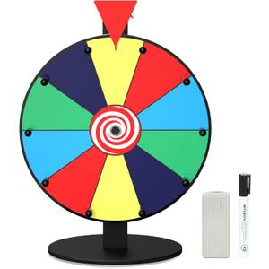 12 Inch 10 Slot Prize Wheel, Spinning Wheel for Prize, Prize Wheel Spinner with Stand, Tabletop Spinner Wheel with Dry Erase Markers and Eraser, Carnival Spin Wheel for Trade Show, Fortune Spin Game