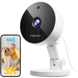 FOSCAM 3K 5MP Security Camera Indoor, 2.4g & 5g WiFi Magnetic Mini Dog/Cat/Pet/Baby Camera, Smart Motion Detection, 20X Zoom, 2-Way Audio, Night Vision, Home Monitor Compatible with Alexa & Google