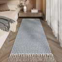 Boho Runners for Hallways 2x8 ft Washable Runner Rug Non Slip Rubber Backed Kitchen Rug Woven Entryway Runner Rugs Tassels Carpet Runners for Indoor Hallway Bedroom (Grey/Beige)