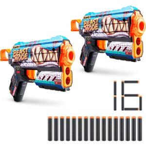2 x XSHOT Skins Flux Blaster with 16 Darts - Beast Out Skin (2 Pack) by ZURU, Easy Reload, Air Pocket Dart Technology, Toy Foam Blaster for Kids, Teens and Adults