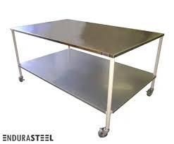 EnduraSteel Stainless Steel Mobile Prep Table with Powder-Coated Mild Steel Frame,  72x 45