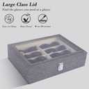 AUTOARK Leather 8 Piece Eyeglasses Storage and Sunglass Glasses Display Case Organizer (Grey/Beige)