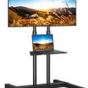 Rfiver Mobile TV Cart Rolling TV Stand for 32-83 Inch Screens up to 110lbs, Portable TV Stand on Wheels with Height Adjustable Shelf, Outdoor TV Stands Mount for Home Office MAX VESA 600x400mm, Black