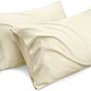 Bedsure Cooling Pillow Cases Queen Size Set of 2, Rayon Derived from Bamboo Cooling Pillowcase for Hot Sleepers, Soft & Silky Cool Pillow Covers with Envelope Closure, Cream, Gifts, 20x30 Inches