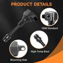 Motorevo 4PCS Ignition Coil Pack Compatible with Nissan 2.5 2.5L L4 Altima Sentra 2002 2003 2004 2005 2006, Replace UF350 C1398 UF-350