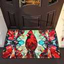 Dunzy Winter Door Mat 35.4'' x 23.6'' Cardinal Bird Front Welcome Floor Door Mat Indoor Outdoor Entrance Winter Decoration Washable Non-Slip Rubber Doormat Inside Outside Entrance for Home Holiday