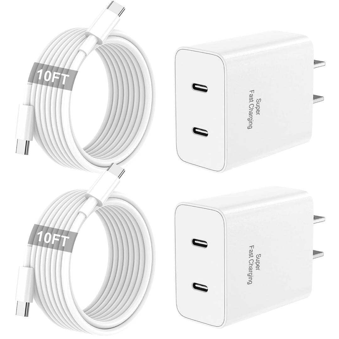iPhone 17 16 15 Charger Fast Charging, 45W Dual USB C Phone Charger Block with 10FT Long Type C Cable Cord for Apple iPhone 17/Pro/Pro Max/17 Air/16 Pro/16 Pro Max/15 Plus/15 Pro/iPad/S26 Ultra/S25