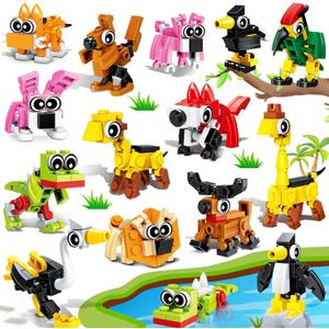 30PCS Mini Animal Building Blocks Summer Party Favors for Kids 4-8 8-12 Birthday Goodie Bags Stuffers Classroom Treasure Box Carnival Prizes Small Toys Bulk Pinata Fillers Return Gifts for Girl Boy