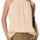 RoseSeek Women's Halter Tops Tie Back Sleeveless Blouse Dressy Work Shirts (XS)
